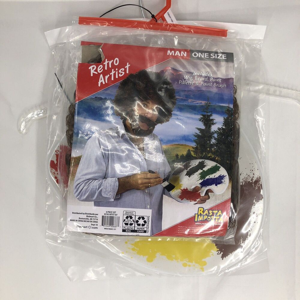 Bob Ross Retro Artist Kit Halloween Costume Dress Up Adult One Size